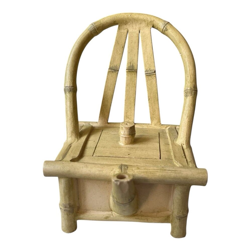 Vintage Chinese Yixing Zisha Clay Bamboo Chair Teapot 70s/80s 3.5 x 5" READ